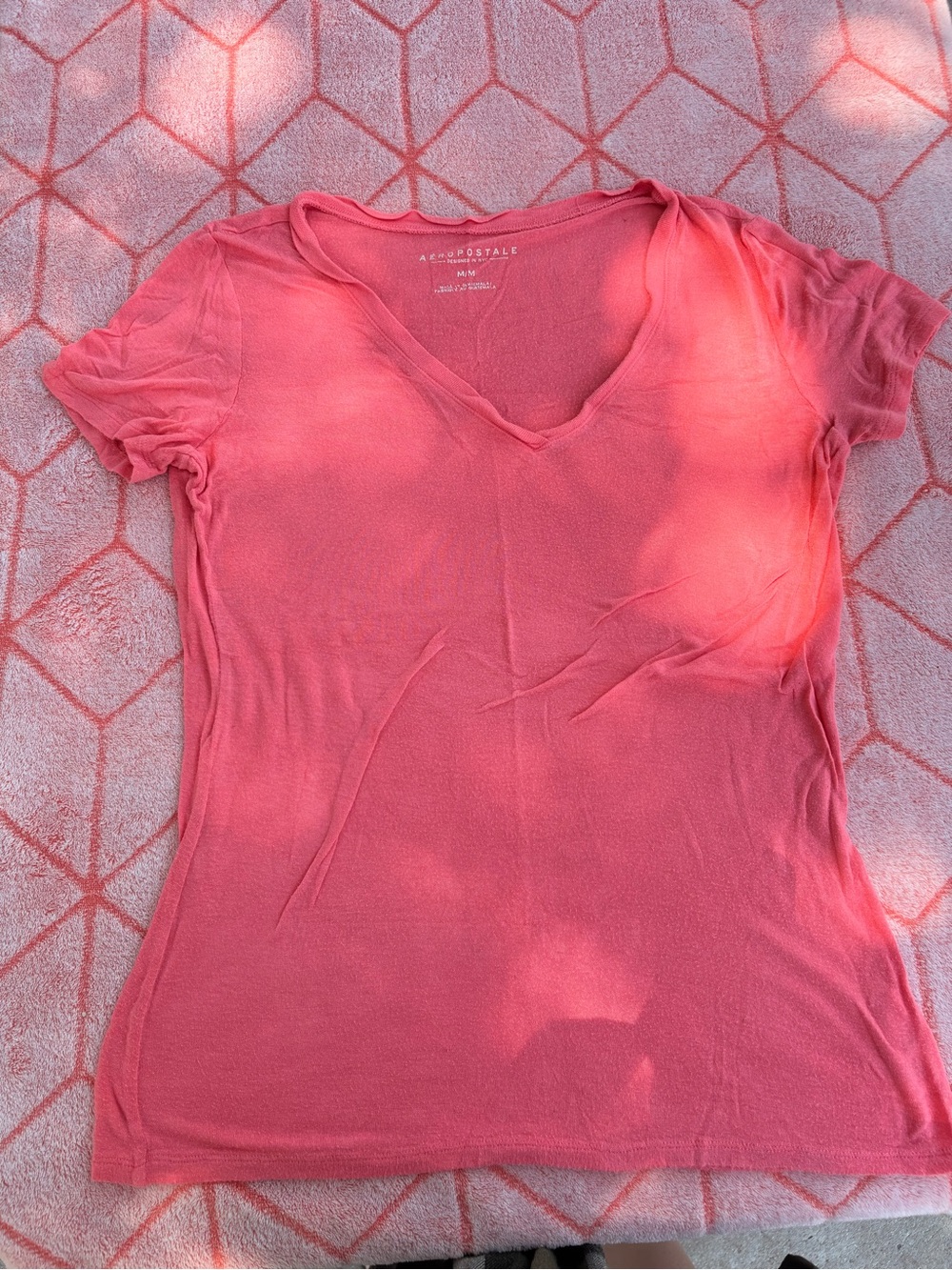 Aeropostale Coral V-Neck Short Sleeve Tee